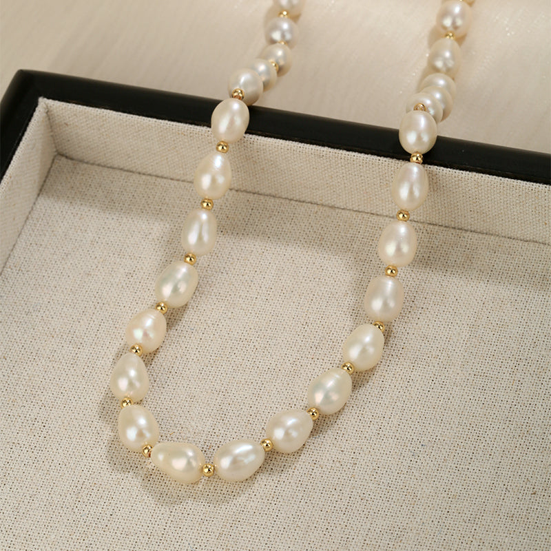 Natural Baroque Pearl Necklace Simple Irregular  Women's Light Luxury Stacked Necklace