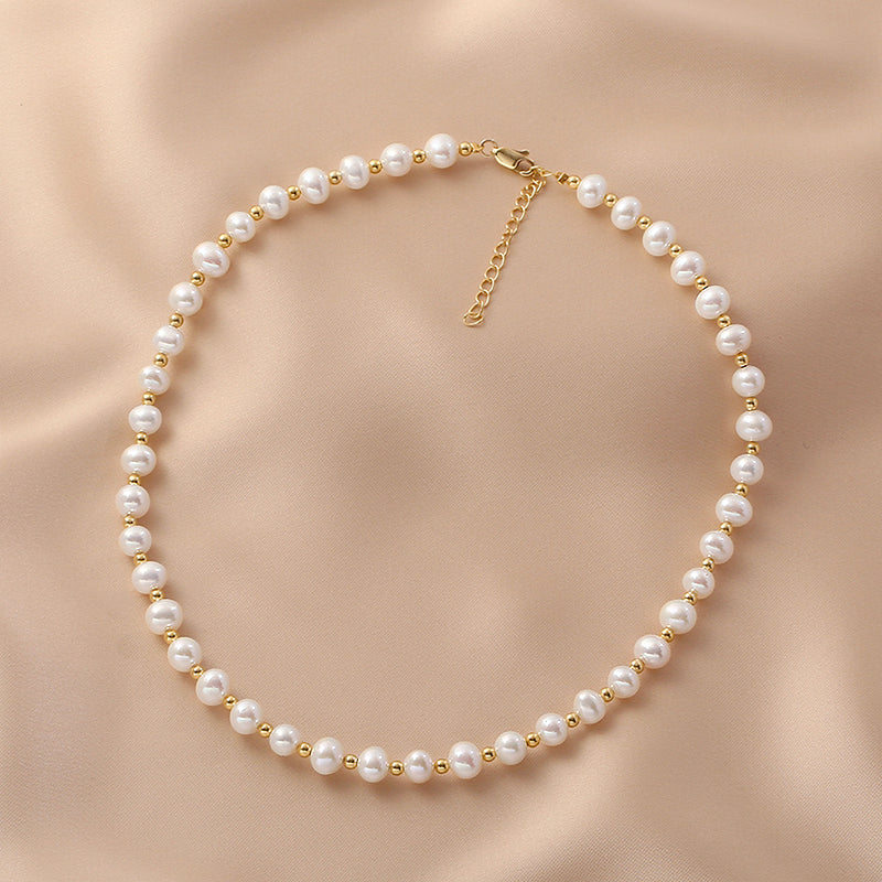 Natural freshwater pearl necklace fashion light luxury niche collarbone women's high sense original design beaded neck chain