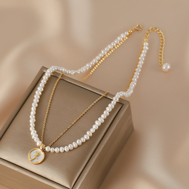 Freshwater Small Pearl Necklace Women's Stacked Clavicle Chain