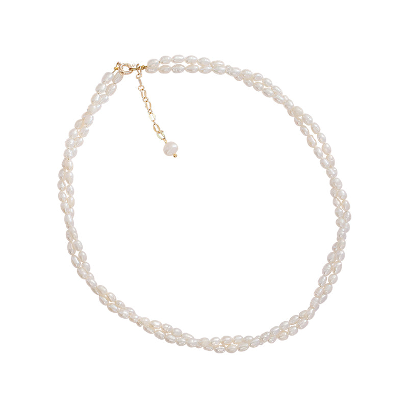 Small Rice Pearl Necklace Women's Double Layer 2025 New Wind Clavicle Chain