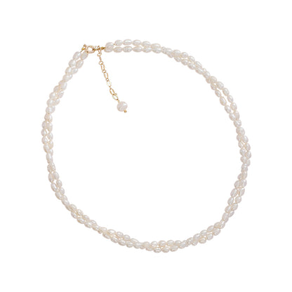 Small Rice Pearl Necklace Women's Double Layer 2025 New Wind Clavicle Chain