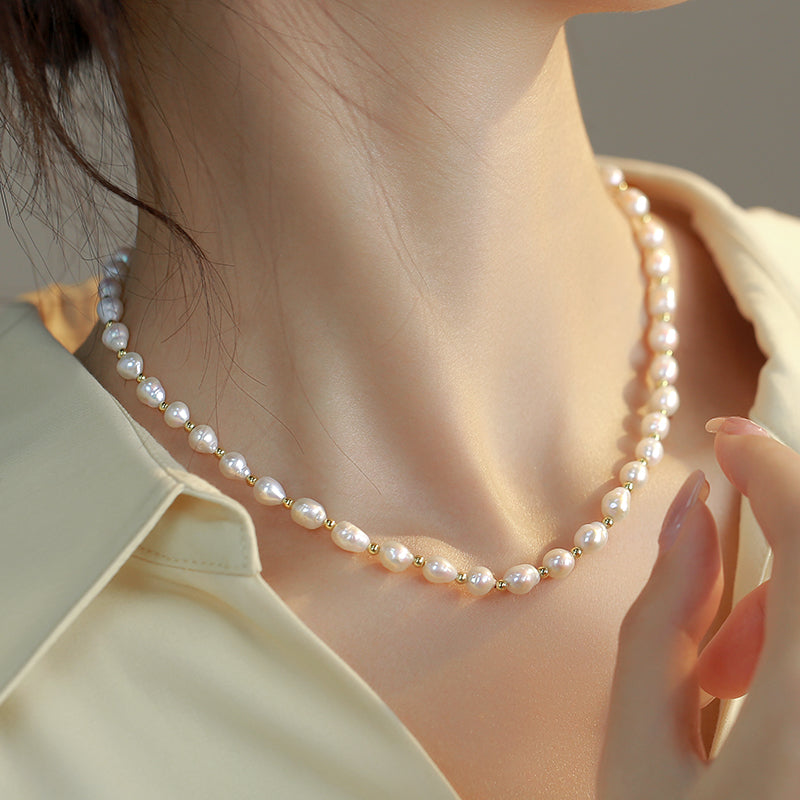 Natural pearl necklace, baroque pearl collarbone chain fashion, neck chain