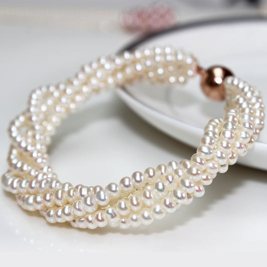 Multi-layer freshwater pearl bracelet jewelry 3-4mm