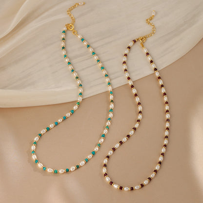 Natural Pearl Necklace Women'sTurquoise Clavicle Chain Design Necklace