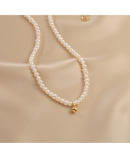 Natural Pearl Necklace Fashionable Retro Small Golden Bean Accessories