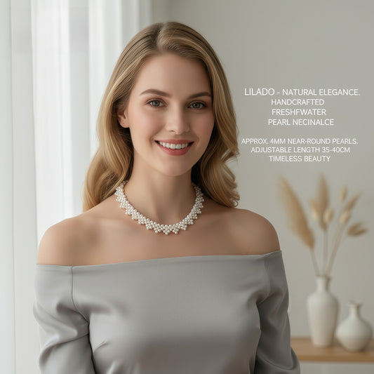 Pearl Necklace Lace Triangle Flower Chain