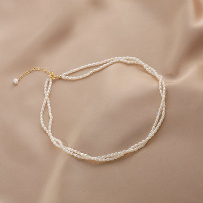 Freshwater pearl neck chain female multi-layer