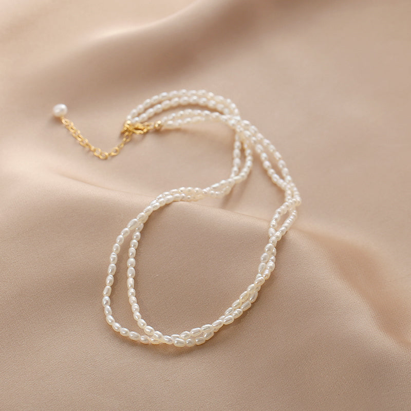 Freshwater pearl neck chain female multi-layer