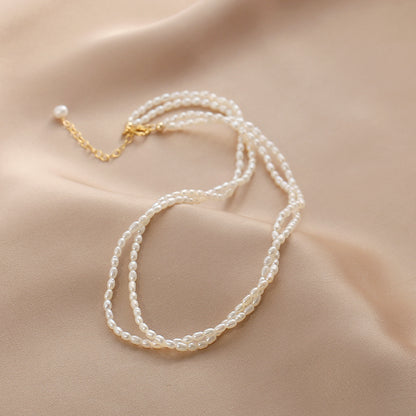Freshwater pearl neck chain female multi-layer
