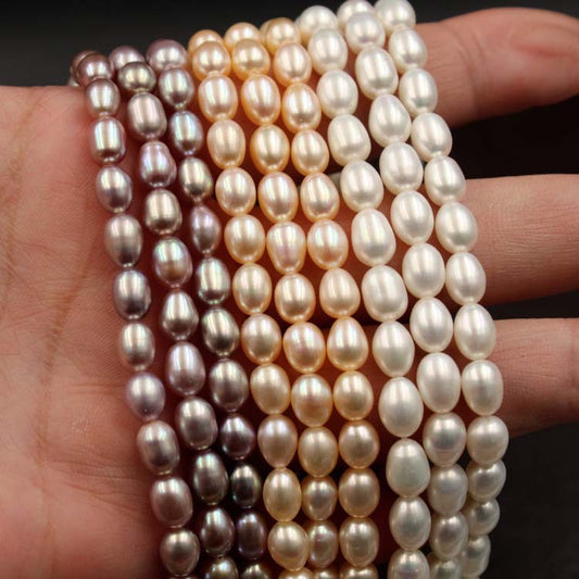 1052 Natural Freshwater Pearls 4-9mm Strong Light Rice Beads DIY Accessories
