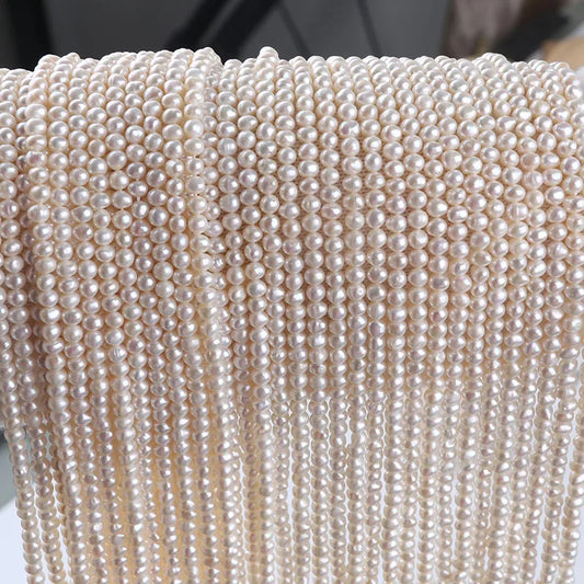 5-6mm AA Grade White Potato Shape Loose Pearl Freshwater Strand Beads