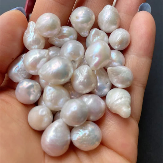 9-10mm Irregular Baroque Pearls No Hole White Color Natural Freshwater Pearls Nucleated Drop Baroque Pearls for Jewelry Making