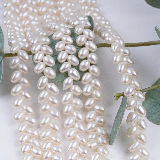 Top Quality Natural Freshwater Natural Color 5-6mm Wheat Rice Beads Pearls Pearls for Jewelry Making