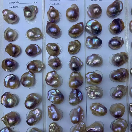 15-16mm Natural Baroque Freshwater Loose Pearls Smooth Surface Pink/Purple Round Pearls for Jewelry Making