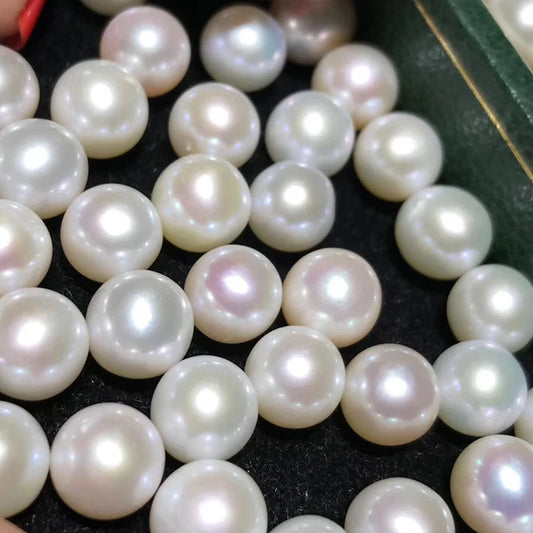 Half Drilled White Purple Natural Color Round Pearl Jewelry  Wholesalers Natural Freshwater Loose Pearls for Jewelry