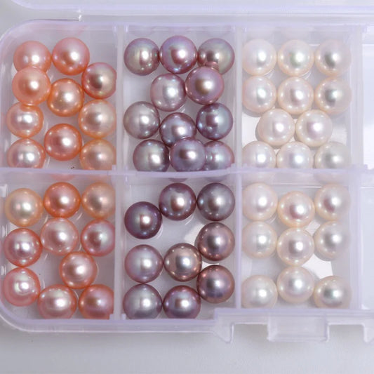 Zhuji Cultured Natural Freshwater Pearl High Luster Half Drilled Pearls Price 3a Quality Loose Round Pearls White pink Purple