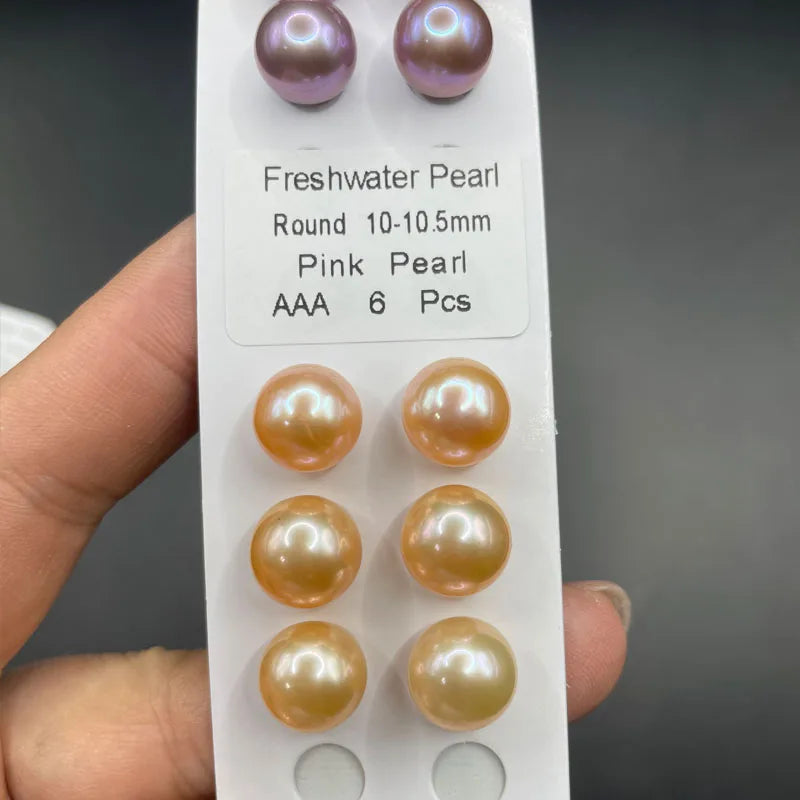 China Sourced Natural Freshwater Pearls 7mm-9mm White Pink Round Shape Ball Pendant Necklace Colorful Jewelry Making