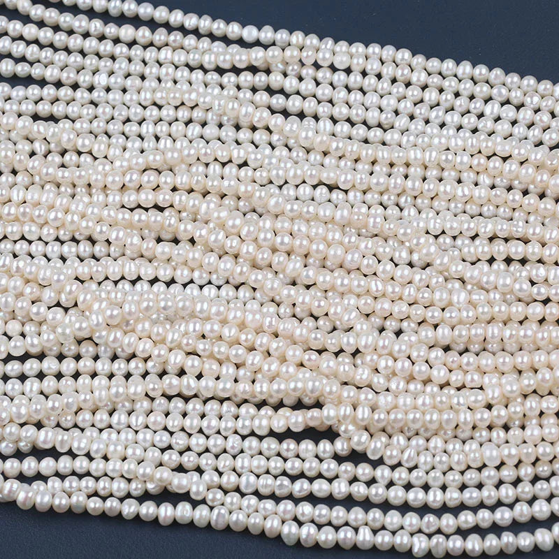 5-6mm AA Grade White Potato Shape Loose Pearl Freshwater Strand Beads