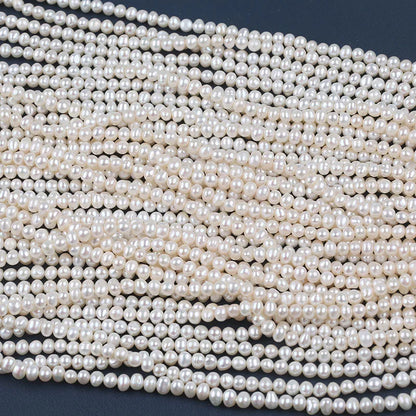 5-6mm AA Grade White Potato Shape Loose Pearl Freshwater Strand Beads
