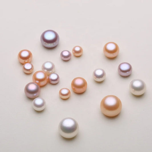 2-14mm Natural Freshwater Pearls for Earring Jewelry Making Half-Drilled Loose Flat Back Freshwater Pearls Buttons