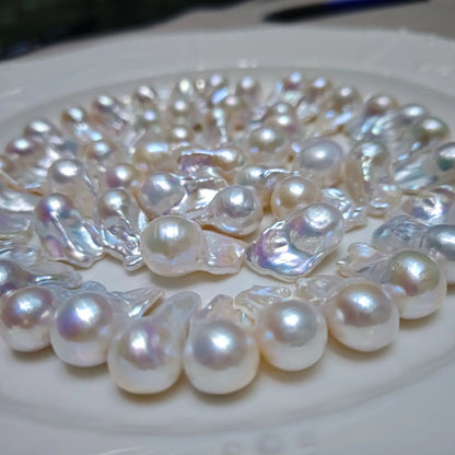 1A Loose Baroque Freshwater Pearls 14*20mm Natural White  Irregular Shape Beads for Jewelry Making
