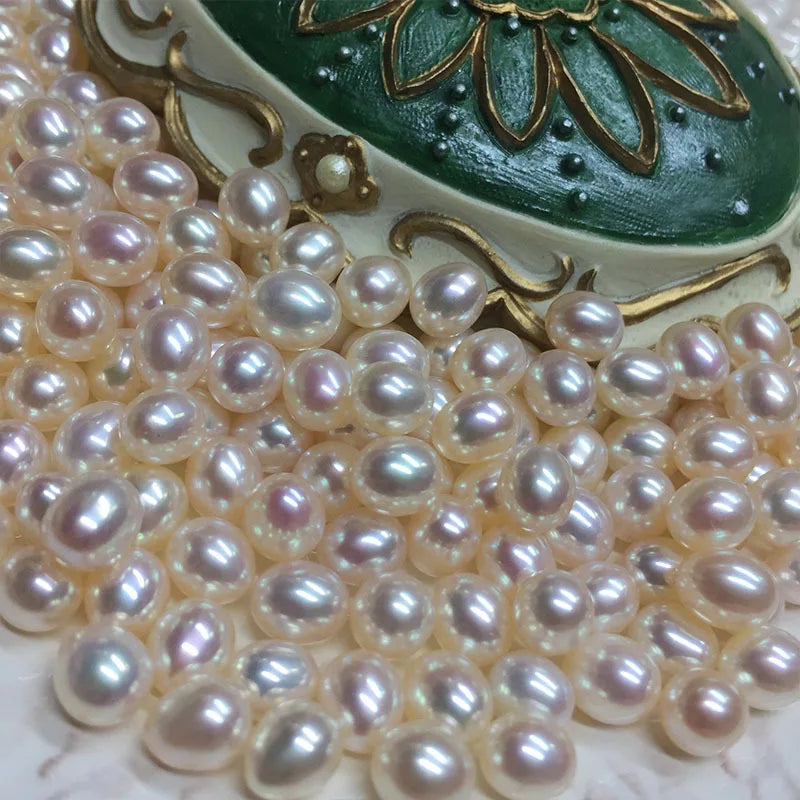 Full Hole Natural Drop Freshwater Pearl Purple Color 3A Grade Rice Pearl Bead Chain Wholesale Price Per