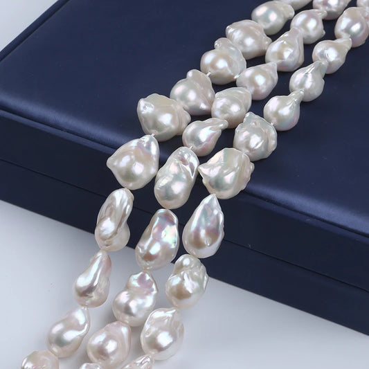 11-14mm C-AAA GRADE Natural BIG Baroque Loose White Pearl Strand