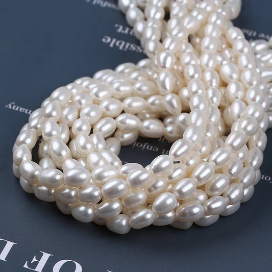 6-7mm AAA Wholesale High Luster Good Quality Real Freshwater Rice Pearl Strand