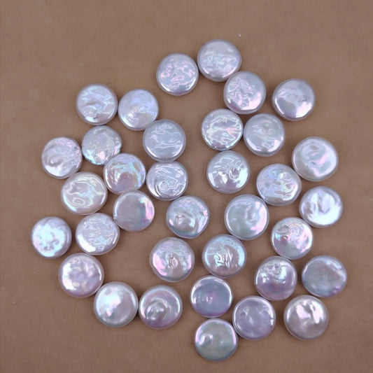 1-3A 9-16mm Natural Freshwater Pearl Loose Coin Beads White Pink Purple Coin Pearl Bead for Jewelry Making