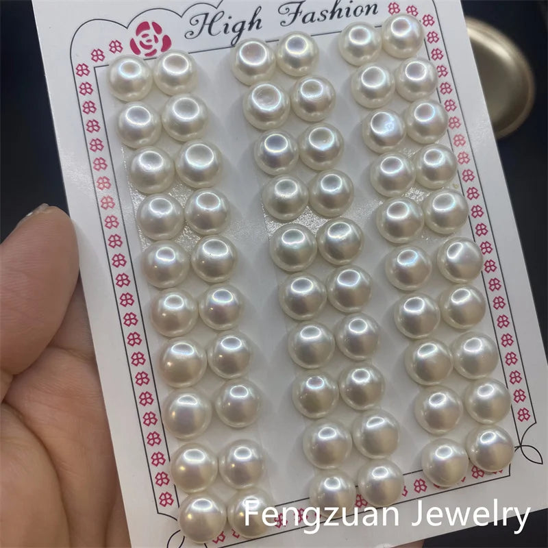 Wuzhou 4A White/Purple/Pink  Fresh Water Pearls 1/2 Hole Half Drilled Loose  Natural Freshwater Pearls