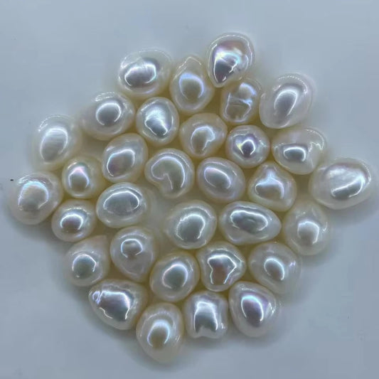 Freshwater Baroque Pearl Flat Bottom Wrinkled Surface Natural White Loose Pearls for Jewelry Making