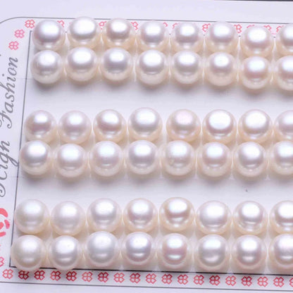 Wholesale Price Natural Freshwater Pearl White Button Pearls 2A 8mm Half Hole Loose Button Pearls