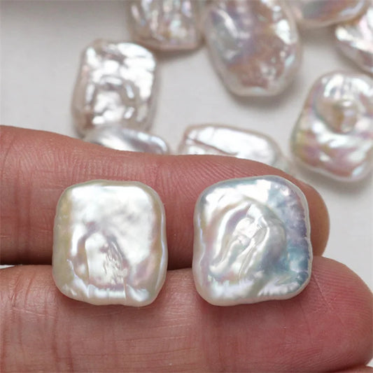 Baroque Natural Freshwater White Color 9-10*15-17mm Rectangular Pearls Loose Beads for Jewelry Wholesale Price