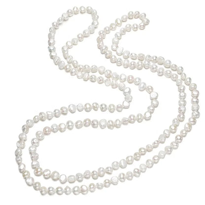 8-9MM White Multi Color Modern 60 Inch Long Real Freshwater Cultured Fresh Water Pearl Necklace Design