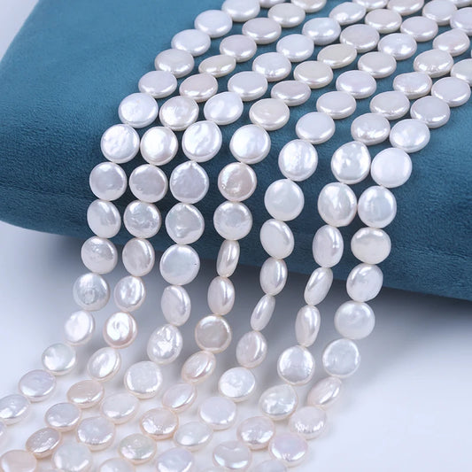 9-10mm natural white wholesale coin freshwater pearls for jewelry making