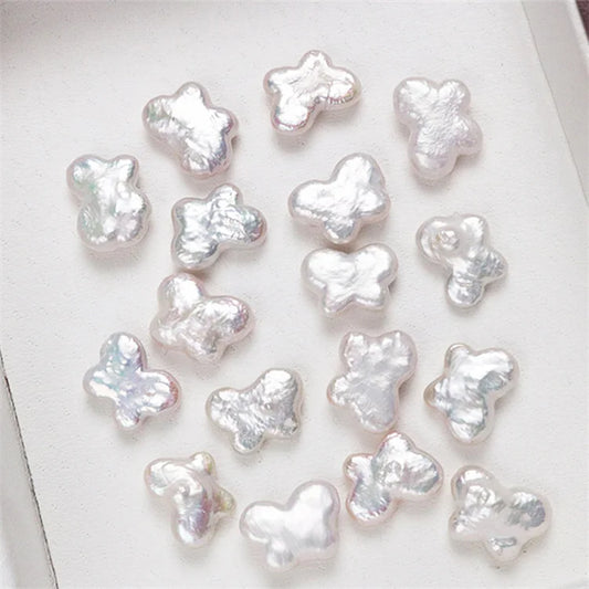 3A 11*13mm White Color Butterfly Shape Baroque Pearl Natural Freshwater Loose Pearls