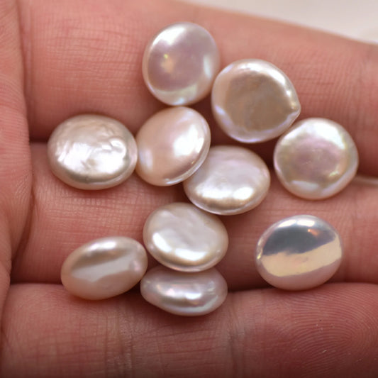 High Quality 3A Fresh Water Pearl 9-15mm Coin Pear White Freshwater Pearl Earrings Natural Loose Pink Color Wholesale Price