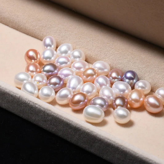 Wholesale 4A Half Hole Natural Freshwater Pearls Various Sizes 3*5mm-7*11mm Rice White/Pink/Purple Round Jewelry Jewelry Making