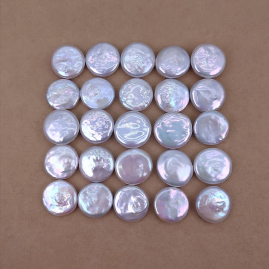 Natural Freshwater Pearl Loose Coin Beads No Hole White Pink Purple Coin Pearl Bead for Jewelry Making