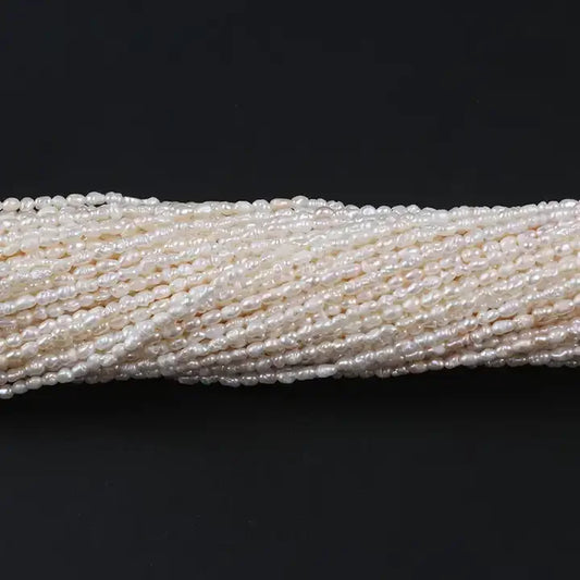 2-2.5mm A-AAA Tiny Natural Freshwater White Pearl Rice Pearl Beads for Jewelry Making
