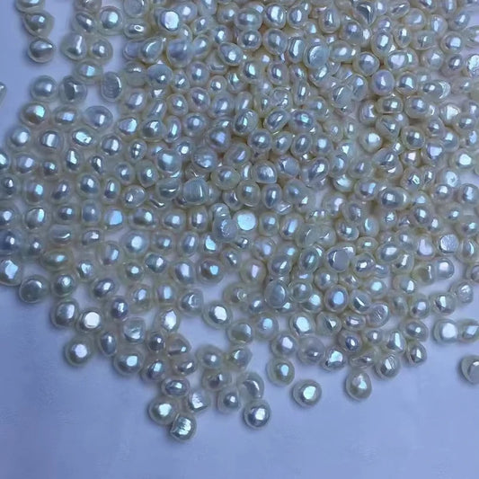 Freshwater Baroque Pearl Flat Bottom Wrinkled Surface Natural White Loose Pearls for Jewelry Making