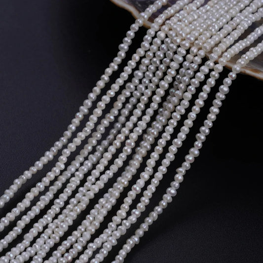 1.5-1.8mm Tiny White Potato Shape Natural Freshwater Pearl Beads for Jewelry Making