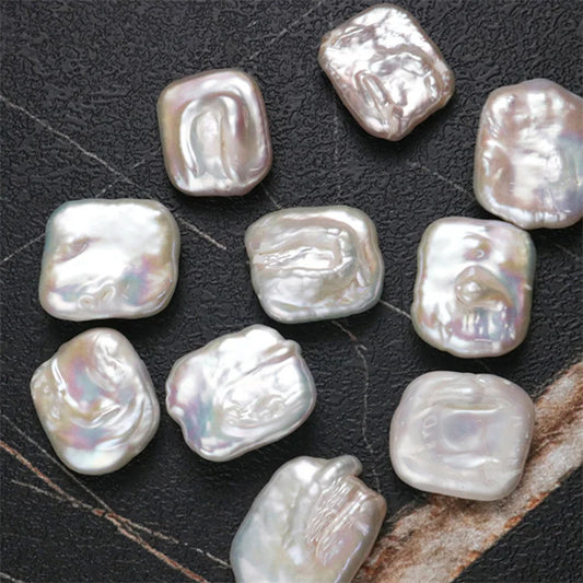 Baroque Natural Freshwater White Color 9-10*15-17mm Rectangular Pearls Loose Beads for Jewelry Wholesale Price
