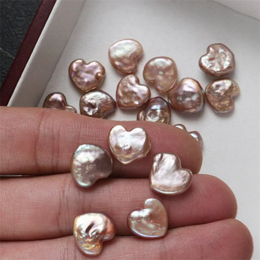 Wholesale Price 11-12mm Natural White Pink Purple Color Heart Shape Freshwater Loose Pearls Beads