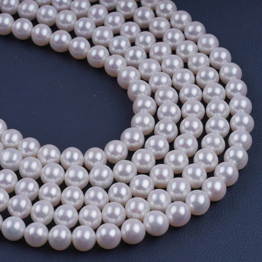 16inch 8-8.5mm AAAAA Grade High Quality White Round Shape Natural Freshwater Pearl Beads for Jewelry Making