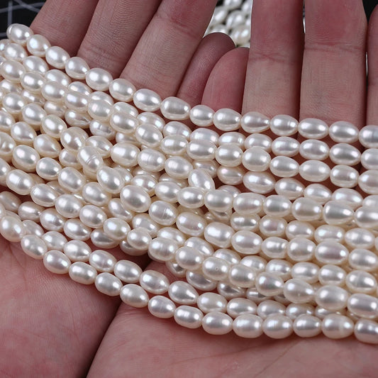 6-7mm AAA Wholesale High Luster Good Quality Real Freshwater Rice Pearl Strand