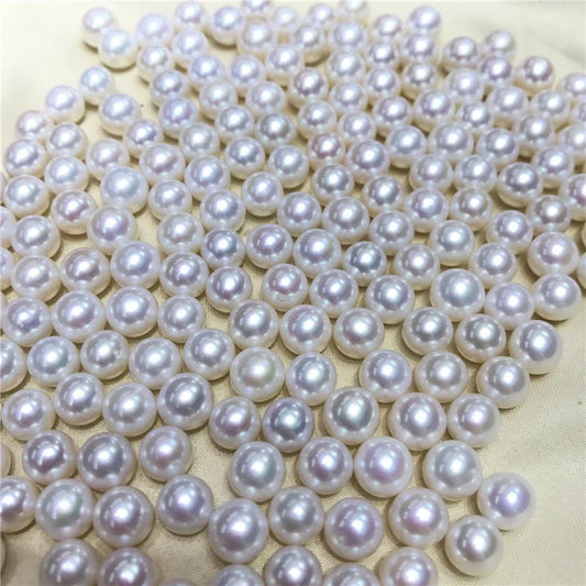 Wholesale 3A Loose Pearls Round Half-hole White 7mm 8mm 9mm Natural Freshwater Pearl for Jewelry