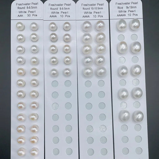 Good Luster   4A Full Perfectly Round Real Fresh Water Half Drilled Half Hole Freshwater Loose Pearl