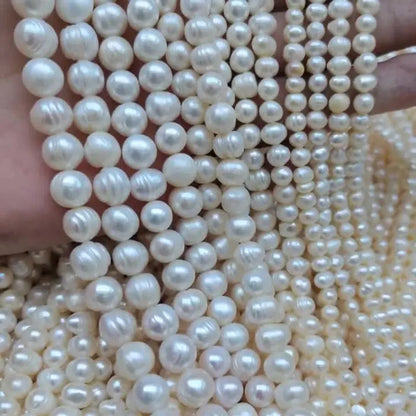 High quality 5A 9-10mm white nearly round freshwater cultured pearls high grade DIY beaded jewelry making loose pearls