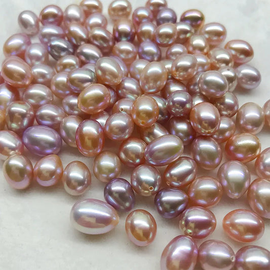 Drop Rice Pearls Half Hole 100% Natural Freshwater Pearl for Jewelry